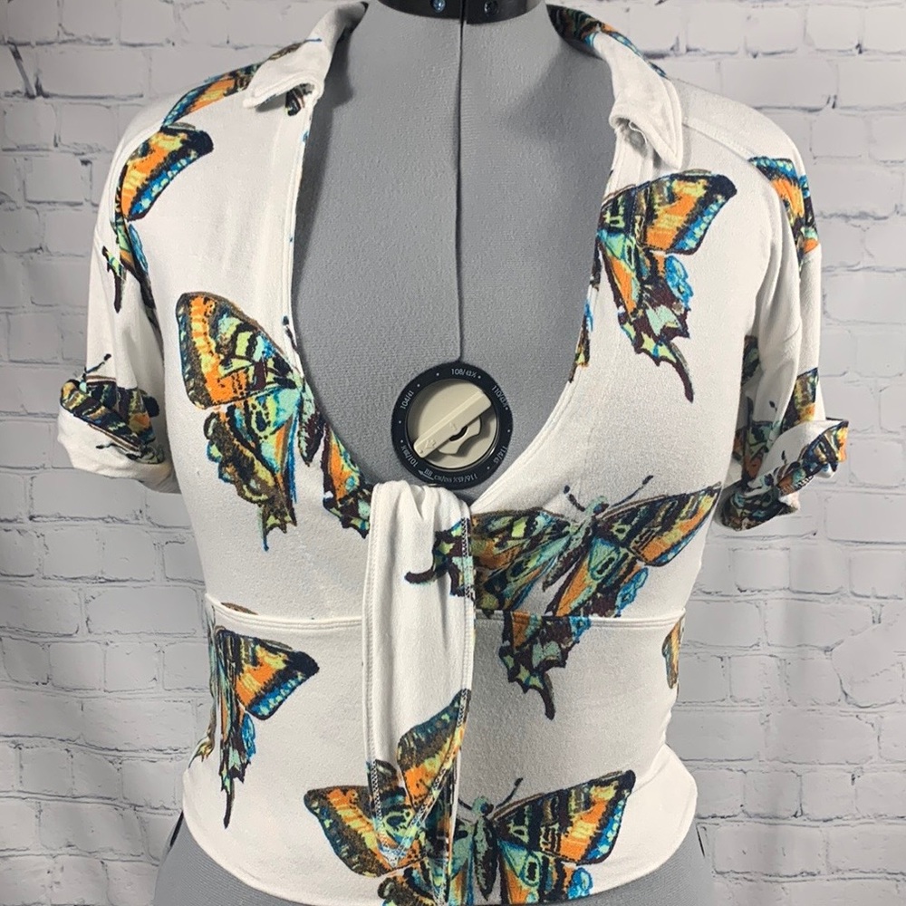 🦋 Free People Ready Set Sail Tie Front Butterfly Top 🦋 - Picture 2 of 9